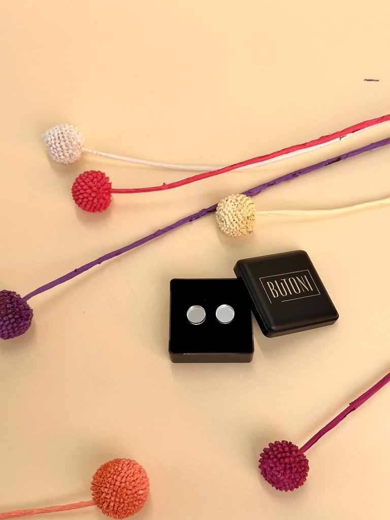 Nappikorvakorut "KONFETTI", 1 pari, hopea (peili) - Image 5